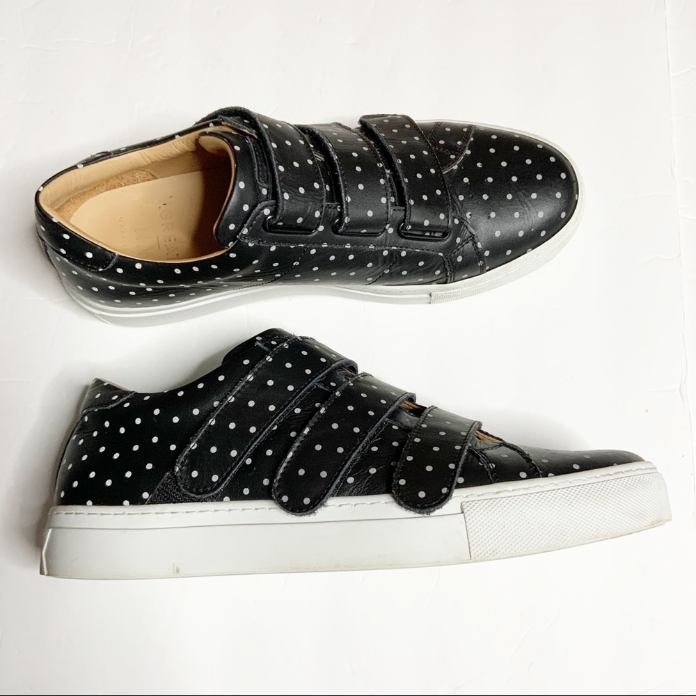 The Greats black polka dot leather velcro sneakers